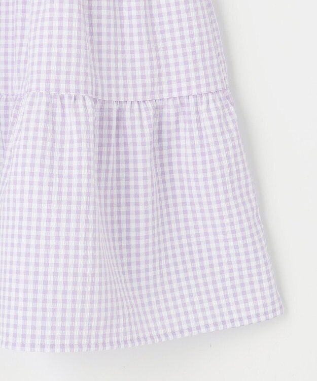 ANY KIDS サッカー ギンガム ワンピース ラベンダー系
