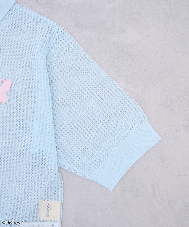 earth music&ecology スティッチ／刺繍ハートボタンニットポロシャツ Sax