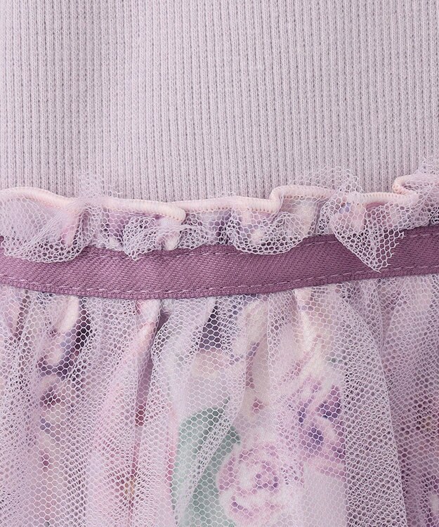 ANY KIDS 花柄ドッキングチュールワンピース ラベンダー系