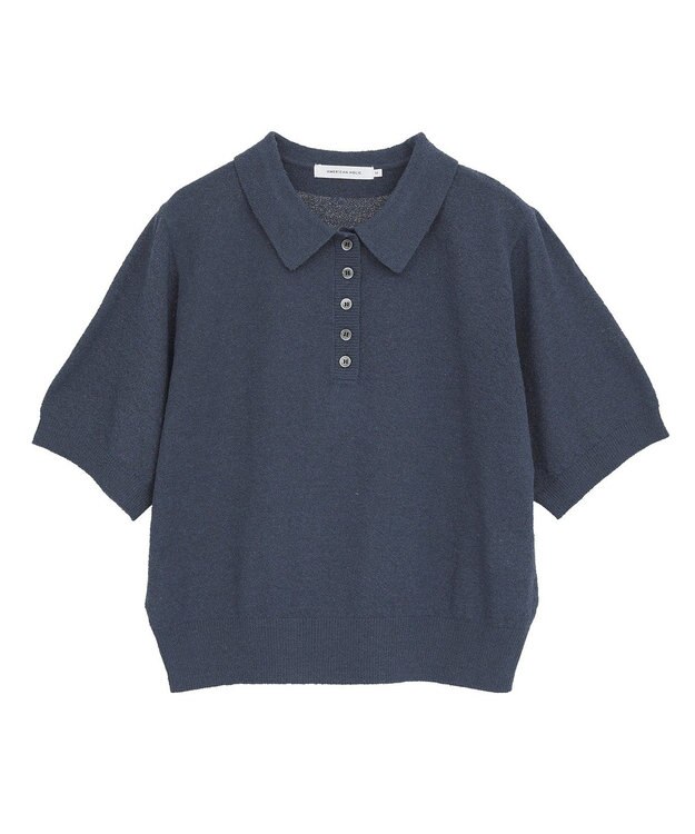 AMERICAN HOLIC ブークレ半袖ニットトップス Navy