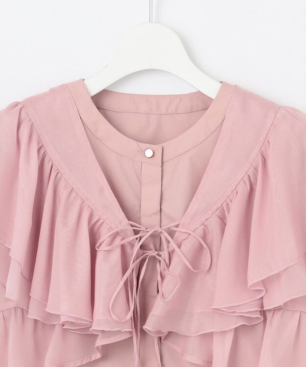 Feroux 【2WAY】フリルコンビ ブラウス ピンク系