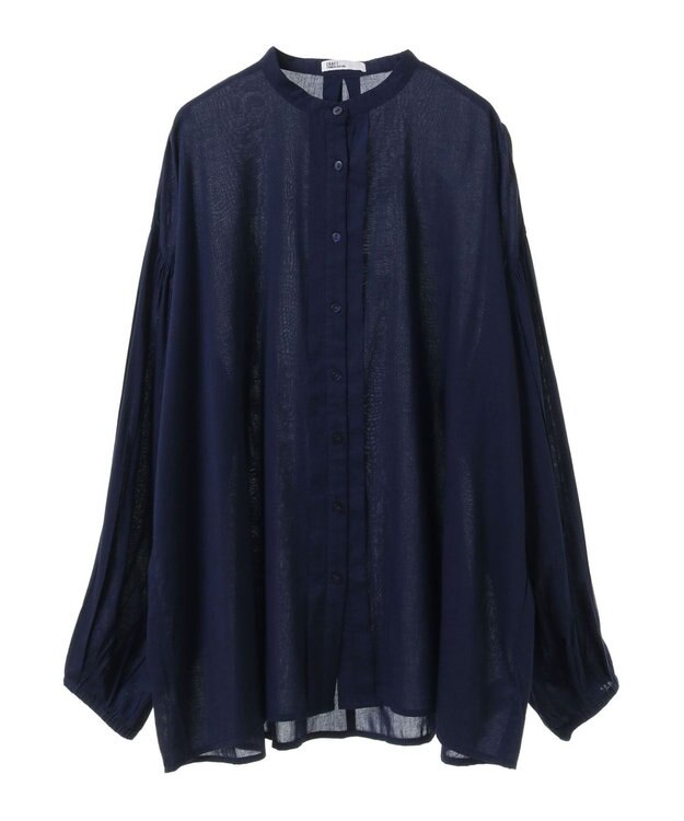 CRAFT STANDARD BOUTIQUE インド綿混パフスリーブシャツ Navy