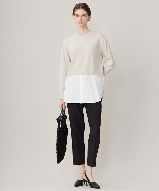 ICB L 【WEB&一部店舗限定カラーあり】クロスコンビ ニットプルオーバー トープ系