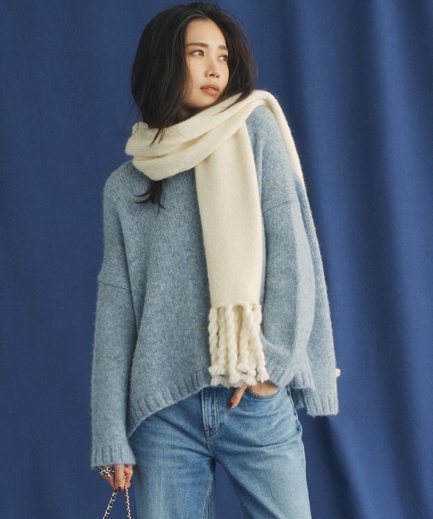 23区 ベビーアルパカ マフラー ホワイト系