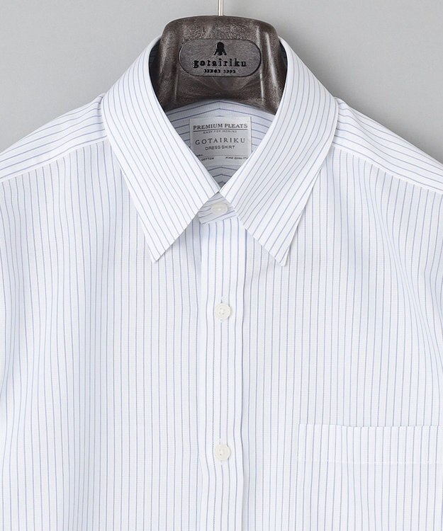 GOTAIRIKU 春夏向け【形態安定】SUMMERPREMIUMPLEATS_スナップダウン 半袖ドレスシャツ ネイビー系1