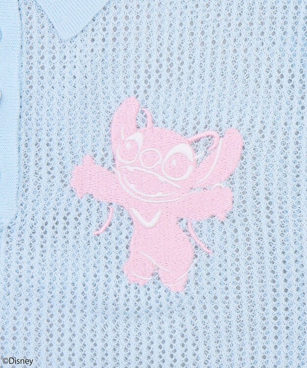 earth music&ecology スティッチ／刺繍ハートボタンニットポロシャツ Sax