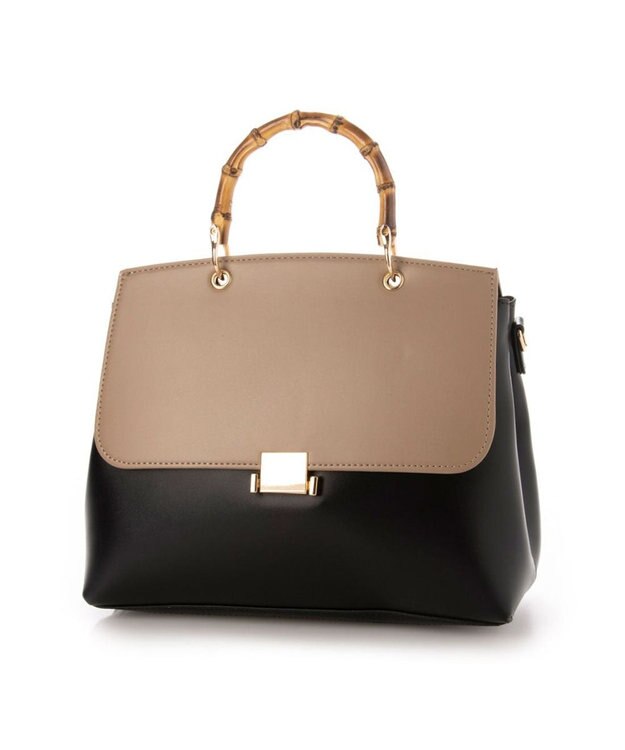 UNBILLION cachecache バンブーハンドルフラップショルダー オークブラック