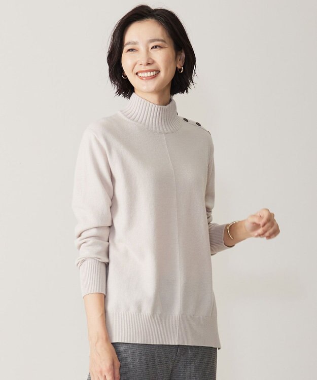 J.PRESS LADIES 【洗える】WOOL BLEND AIR ハイネック ニット ベージュ系