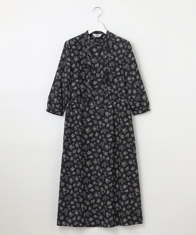 J.PRESS LADIES L 【WEB限定カラーあり・洗える】ラインフラワープリント ワンピース ネイビー系