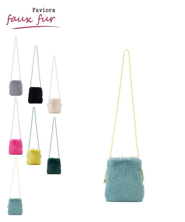 MOONBAT 【ファーバッグ 】2WAYスマートフォンポシェット  フェイクファー サックスブルー