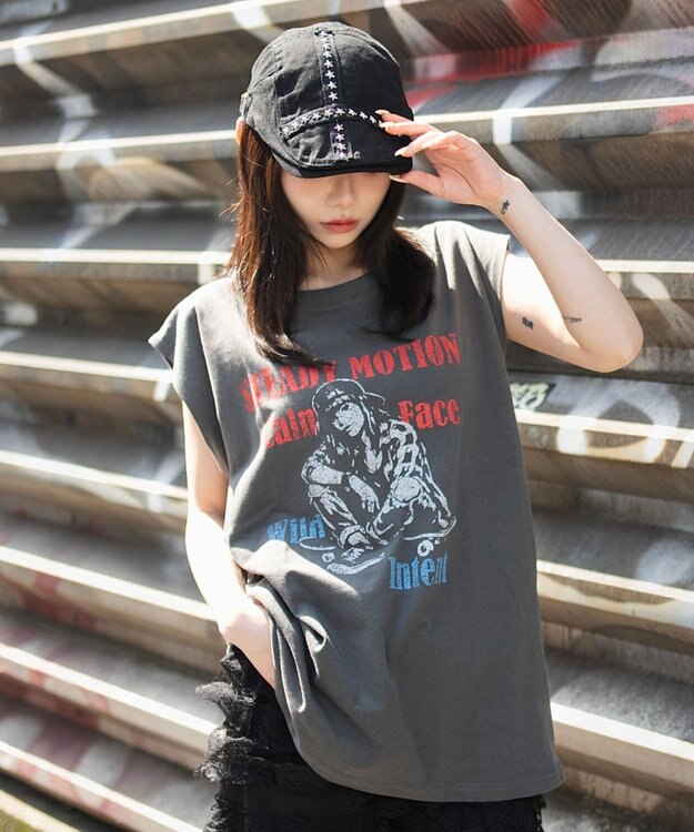 WEGO 【ユニセックス着用ITEM/MLサイズ展開】グラフィックBIGノースリーブ 柄2