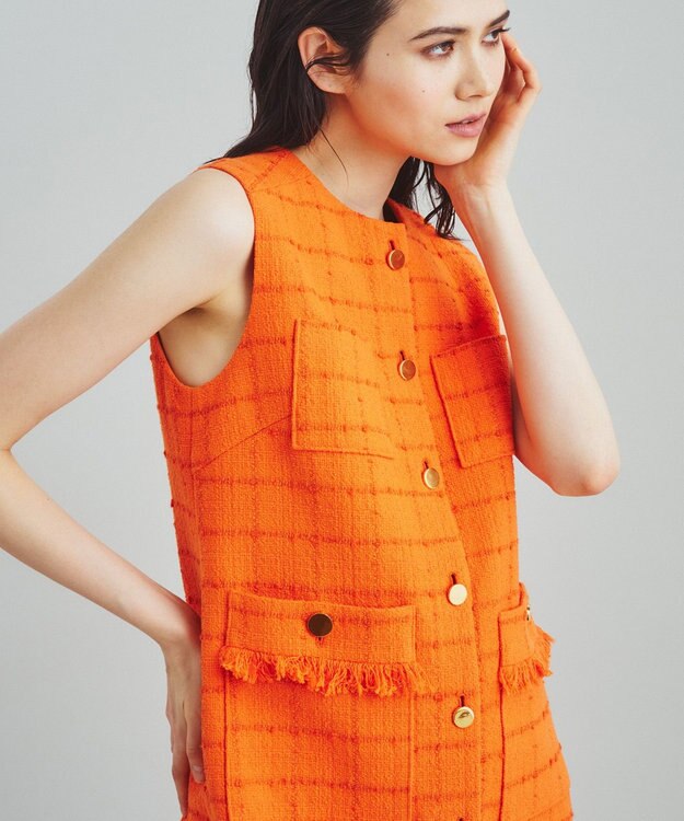 GRACE CONTINENTAL ツイードミニワンピース オレンジ