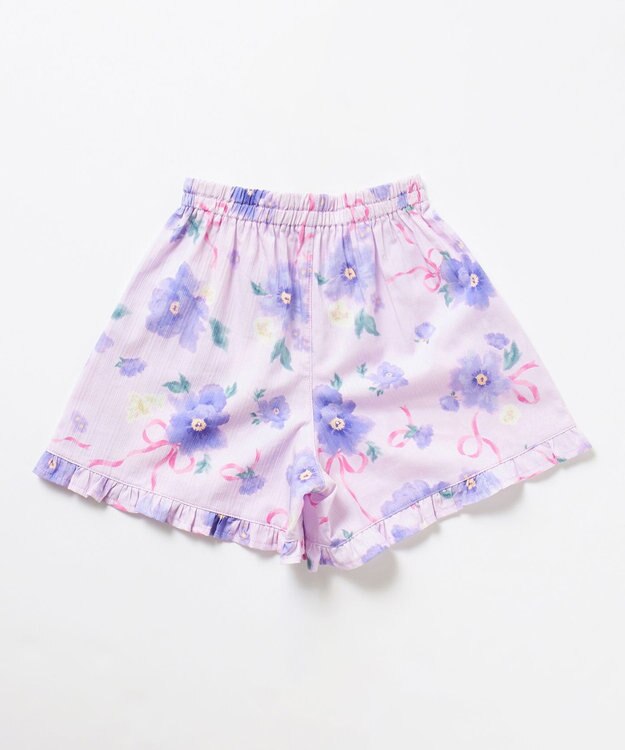 ANY KIDS 【洗濯機可能】簡単帯付き 甚平セット ラベンダー×花柄
