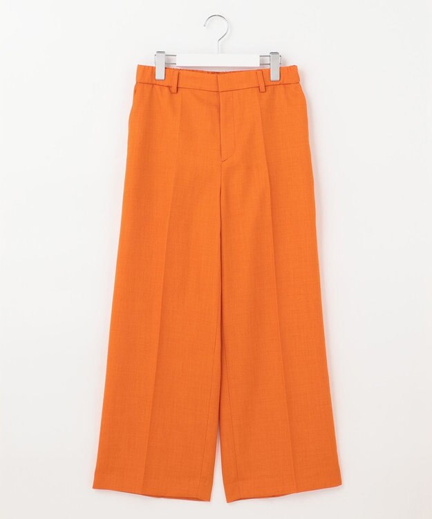 自由区 【接触冷感・速乾・UVカット・撥水・防シワ】リネンライクツイル ワイドストレート オレンジ系