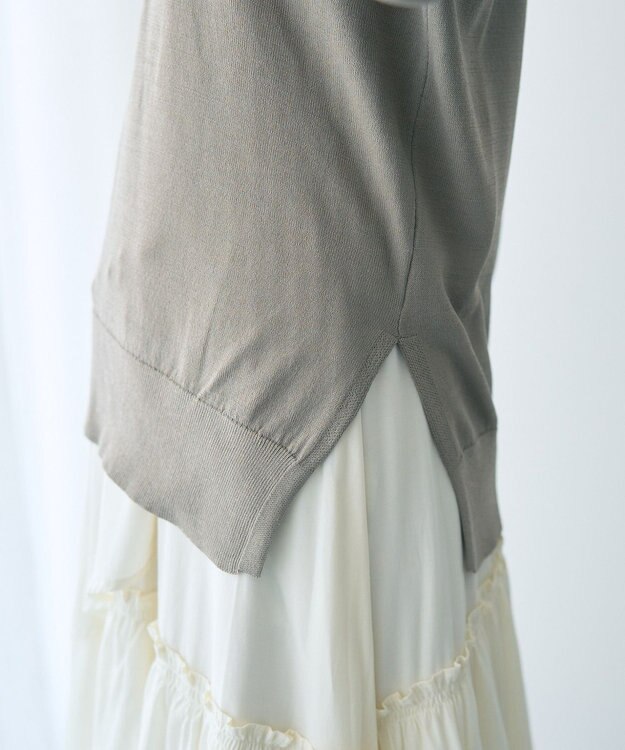 YECCA VECCA Vネックスリットニット Gray Beige