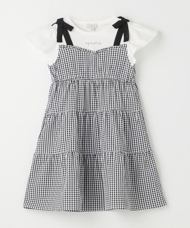 ANY KIDS サッカー ギンガム ワンピース ブラック系