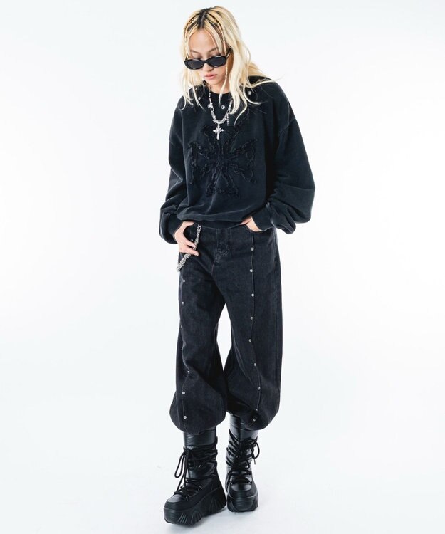 WEGO 【ユニセックス着用ITEM】ブリーチハトメロゴプルオーバー ブラックその他