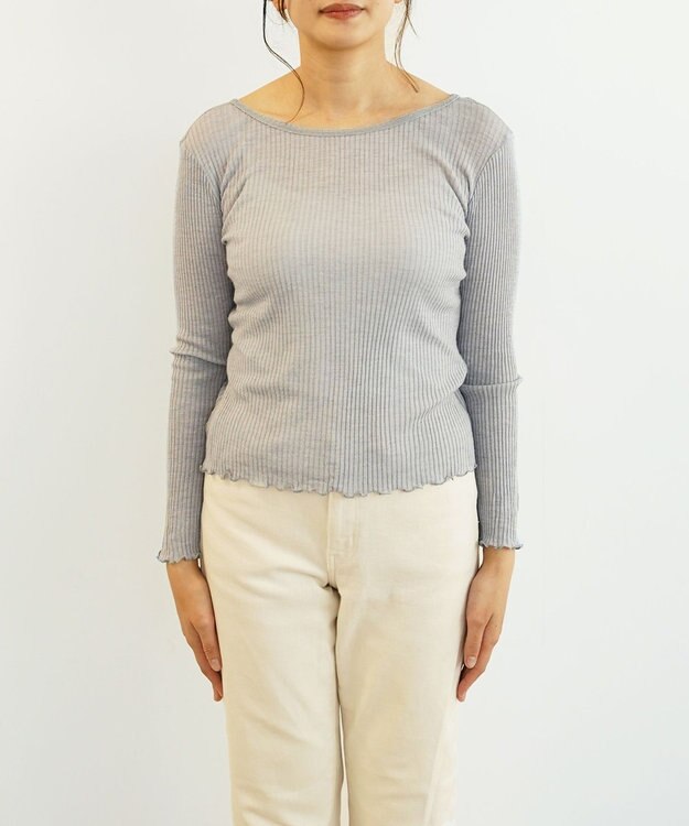 TOQUE 〈大草直子さんアドバイザー〉ベビーアルパカ×シルク ２WAYリブトップス グレー
