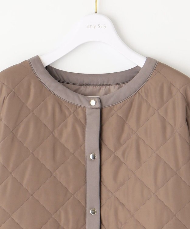 ANY SIS S 【洗える】レディトリミングキルト ブルゾン モカ