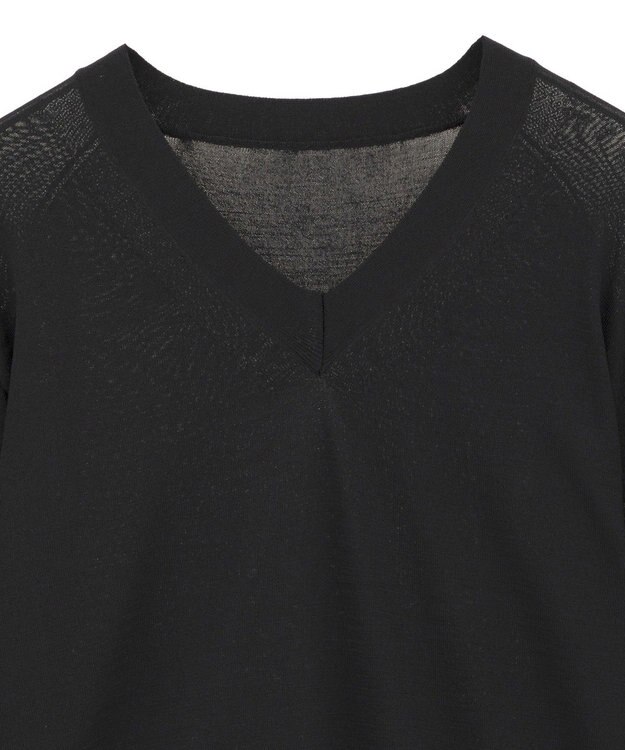 YECCA VECCA Vネックスリットニット Black