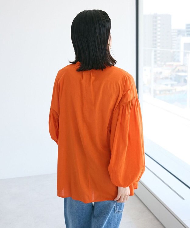 CRAFT STANDARD BOUTIQUE インド綿混パフスリーブシャツ Orange