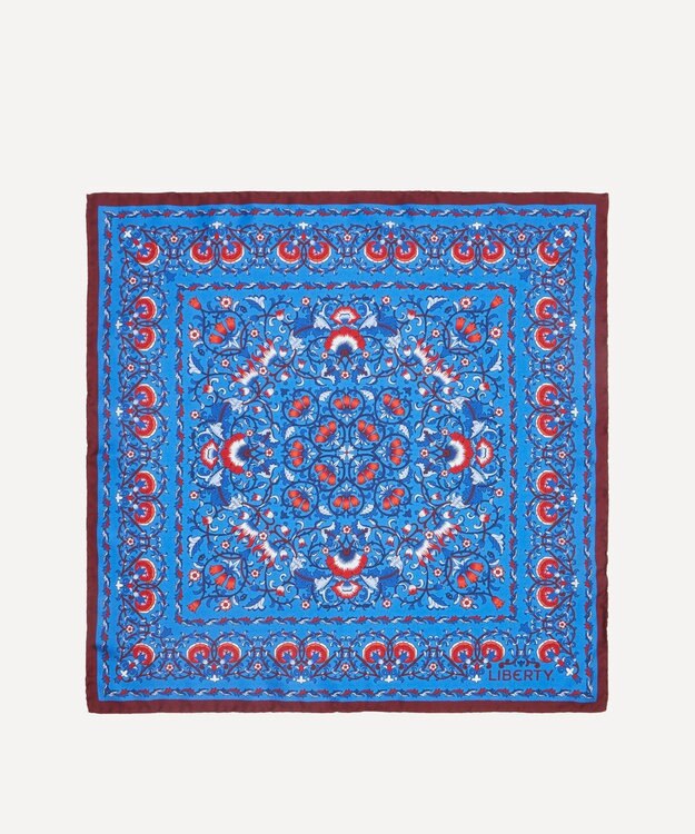 LIBERTY. ロデン シルクツイル スカーフ 45 ブルー