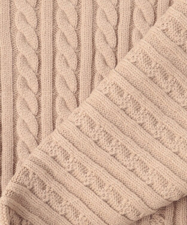 ANY L 【洗濯機可】クロップド丈ケーブルニット ベージュ