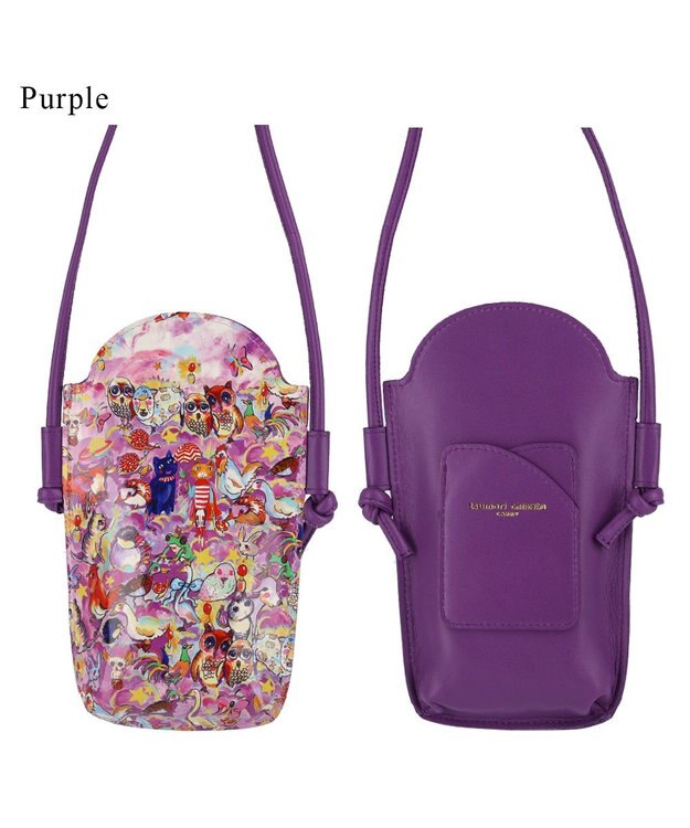 tsumori chisato CARRY 森のどうぶつたち ポーチ スマホポシェット ショルダーケース パープル