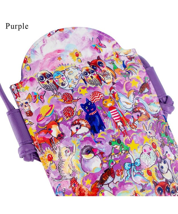 tsumori chisato CARRY 森のどうぶつたち ポーチ スマホポシェット ショルダーケース パープル