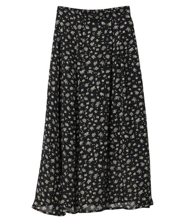 earth music&ecology キンモクセイ柄フレアスカート Black