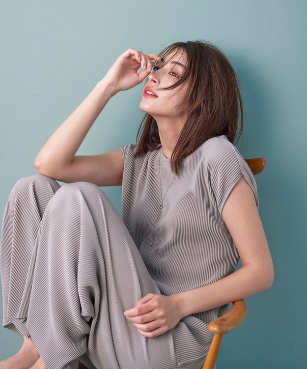 Tiaclasse 【2点セット・新色追加・洗える】クリスタルプリーツセットアップ グレージュ