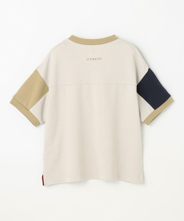 J.PRESS KIDS 【吸水速乾】【100-130cm】ポンチローマ トリコロール 切替Ｔシャツ ライトグレー系