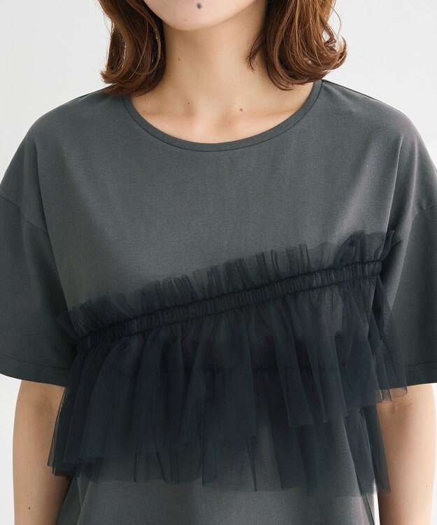 Green Parks ・ＥＬＥＮＣＡＲＥ　ＤＵＥ　チュールフリルレイヤーＴＥＥ Khaki