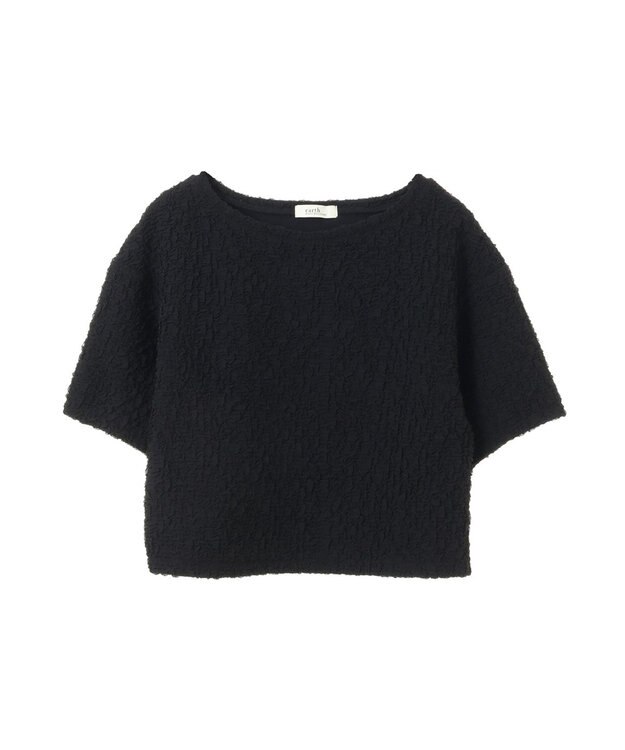 earth music&ecology ホイップ風ジャガードプルオーバー Black