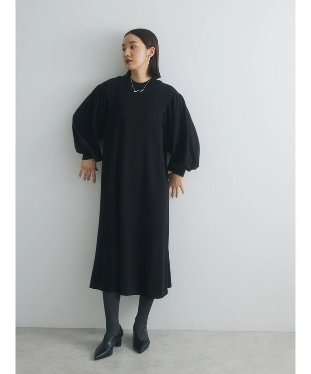 Green Parks armonia. 袖ボリュームニットワンピース Black