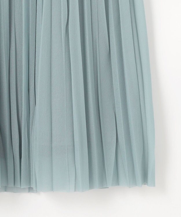 J.PRESS LADIES L 【洗える】オーガンジートリコット プリーツ スカート スモーキーサックス系