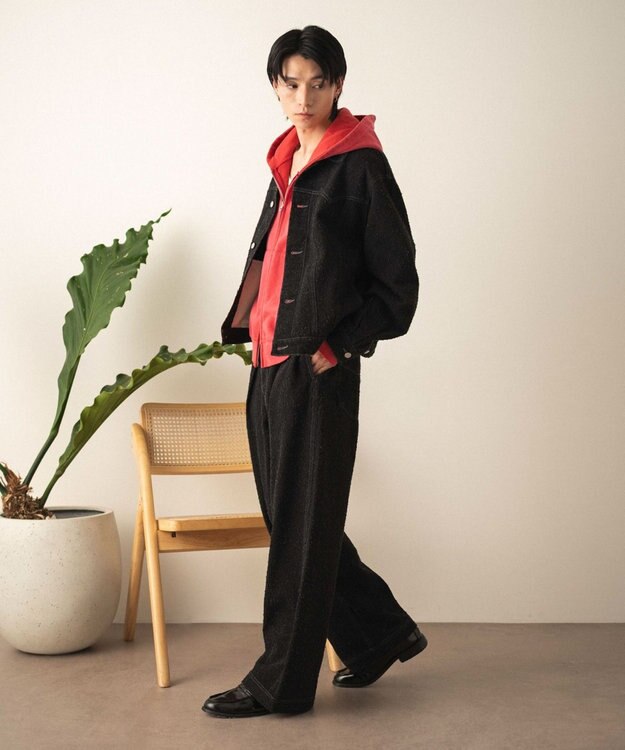 WEGO ネップデニムバギーパンツ デニムブラック