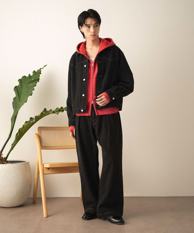 WEGO ネップデニムバギーパンツ デニムブラック