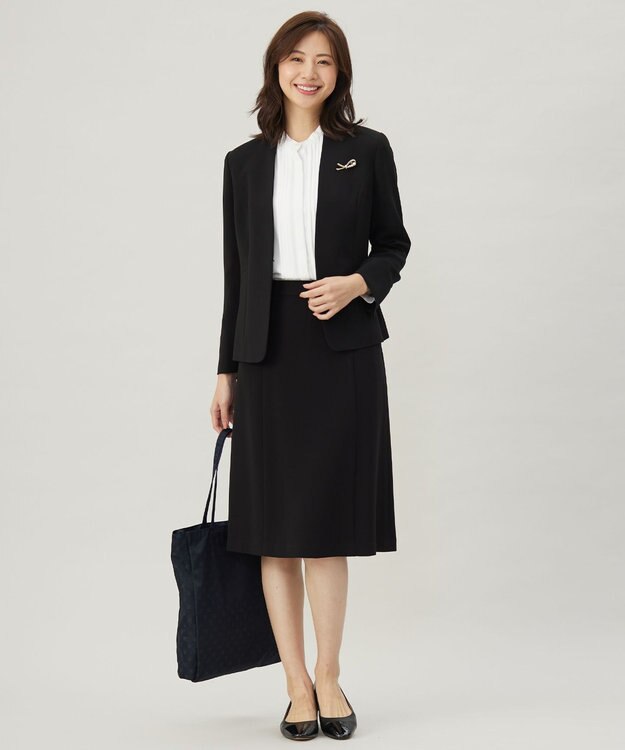 J.PRESS LADIES 【セットアップ対応・洗える】セラテリーダブルクロス フレアー スカート ブラック系