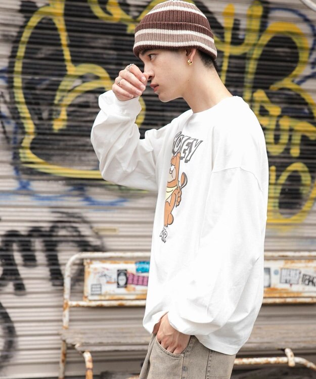 WEGO 【ユニセックス着用ITEM】アニマルキャラBIG　T（LS） ホワイト