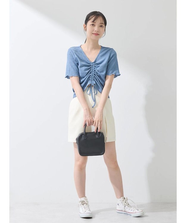 earth music&ecology ポコポコギャザードロストプルオーバー Grayish Blue