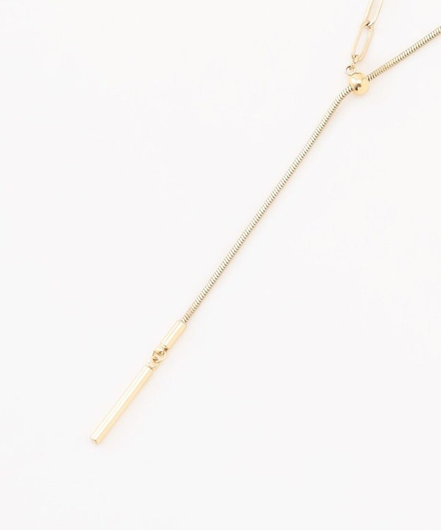 ANY チェーンミックスラリエットネックレス ライトゴールド