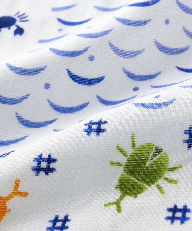 MIKI HOUSE HOT BISCUITS 【ミキハウス】【80-110cm】パッチワーク柄プッチー甚平スーツ 白