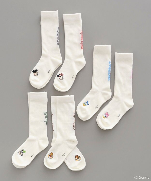 earth music&ecology 【予約】Disney/アソート刺繍入り靴下 チャコールグレー