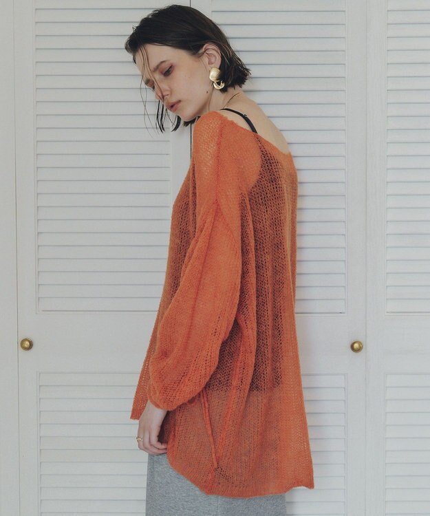 YECCA VECCA 袖シャーリングシアーニット Orange