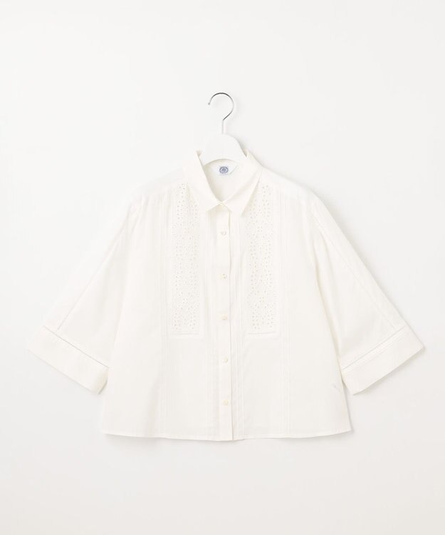 J.PRESS LADIES 【洗える】セルロースライト刺繍  シャツ ブラウス ホワイト系