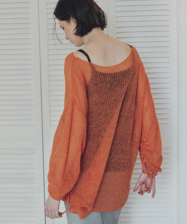 YECCA VECCA 袖シャーリングシアーニット Orange
