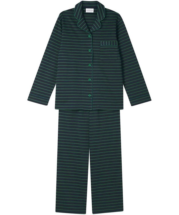 une nana cool 【綿混】ポンチボーダーパジャマ グリーン