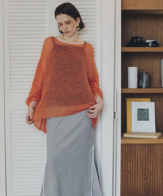 YECCA VECCA 袖シャーリングシアーニット Orange