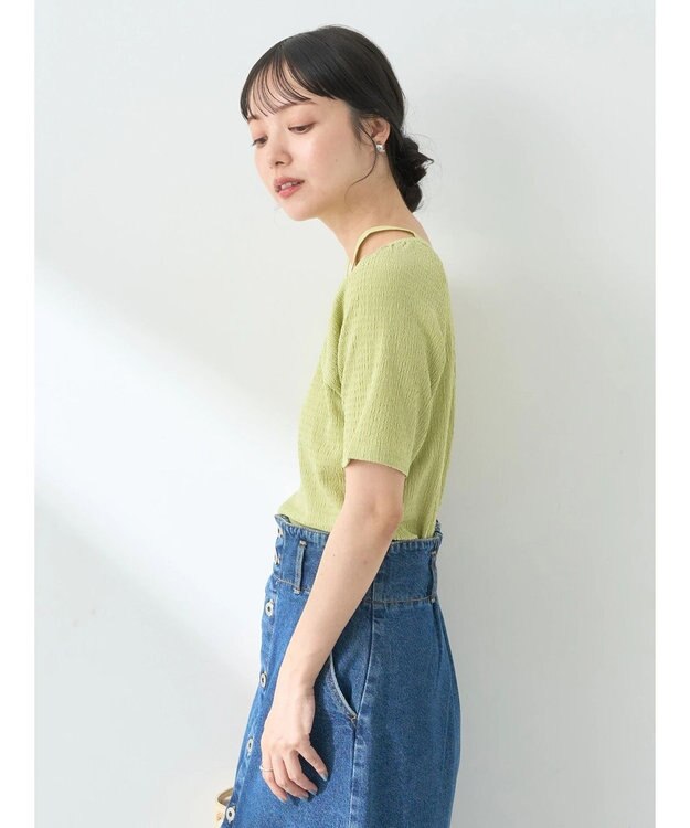 earth music&ecology ポコポコホルタープルオーバー Lime Green